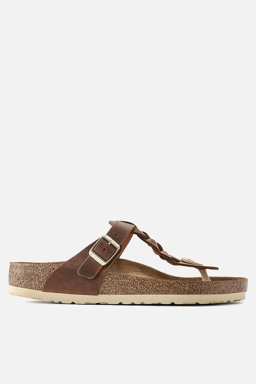 Gizeh braided fl waxy oiled leather regular - cognac