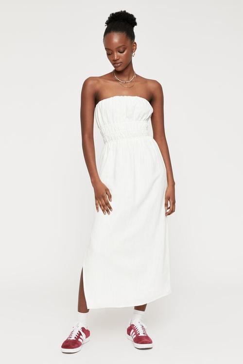 Addison linen midi dress - white