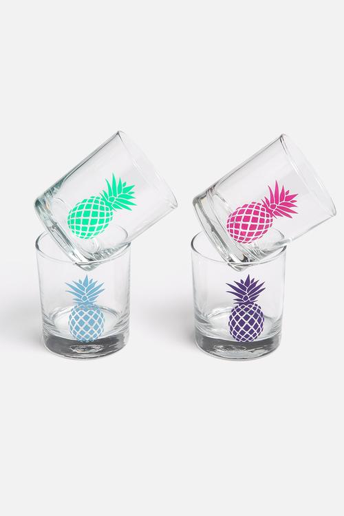 Set of 4 Pineapple Glasses