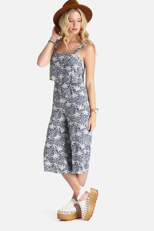 Leaf Print Culotte Jumpsuit