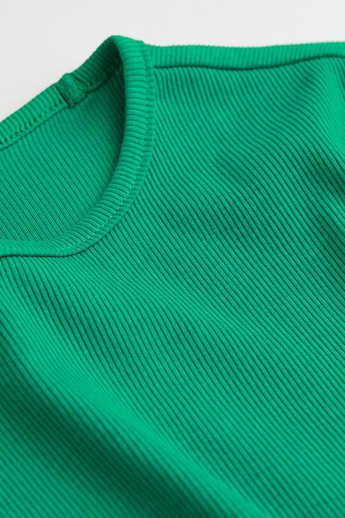 Ribbed cropped top - green