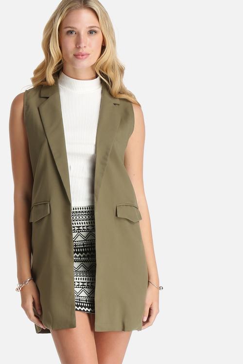Sleeveless Longline Blazer