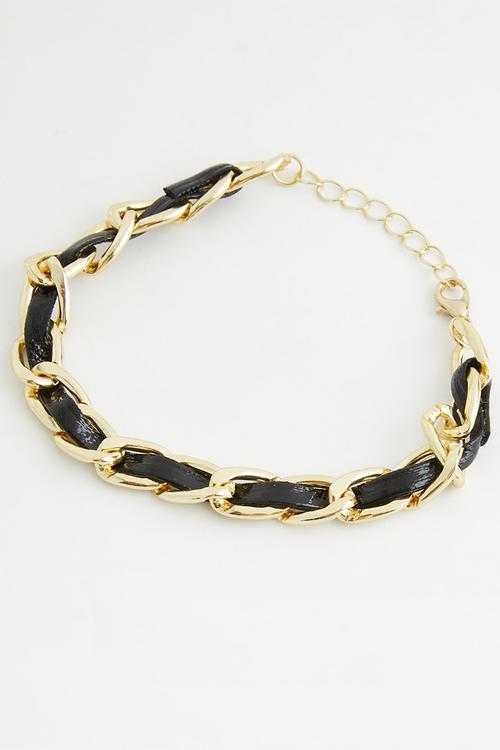 Salome chain link bracelet - black & gold