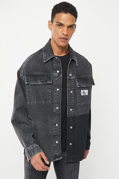 Oversized utility shirt jacket - denim grey