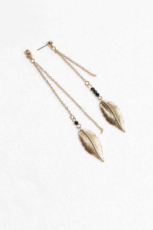 Feather Front & Back Drop Earrings