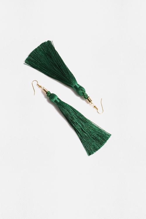 Tassel  Earrings - Green