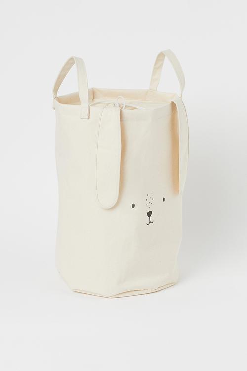 Cotton twill storage basket - white/multi I