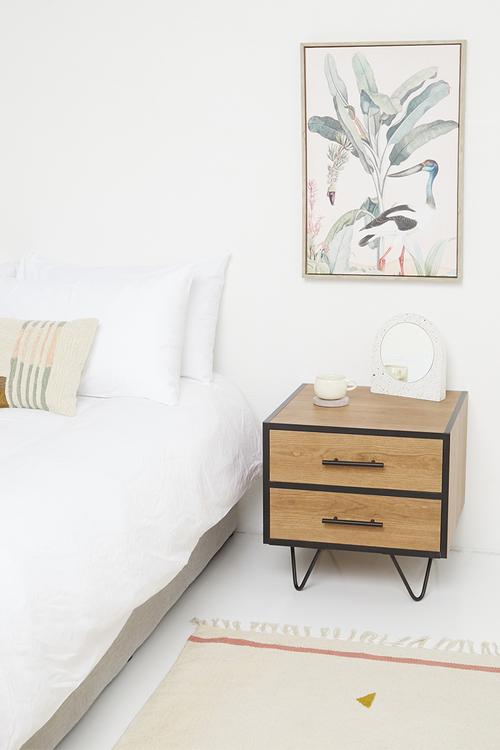 Penn 2 drawer bedside table - black&natural