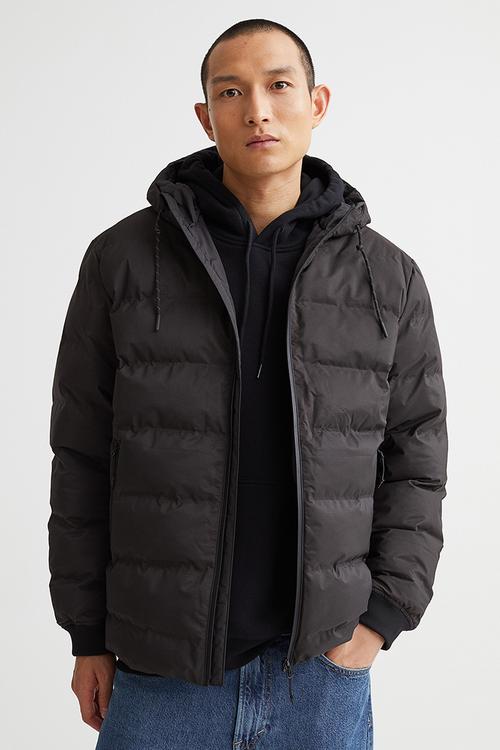 Water-repellent puffer jacket - black