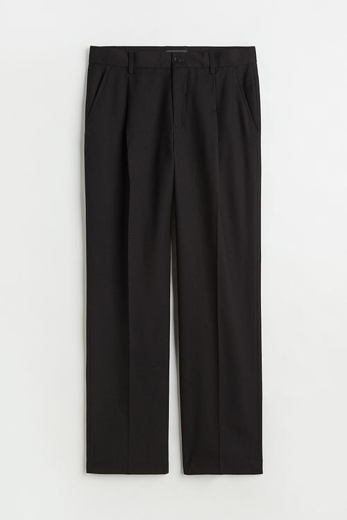 Regular fit crease-leg trousers - black