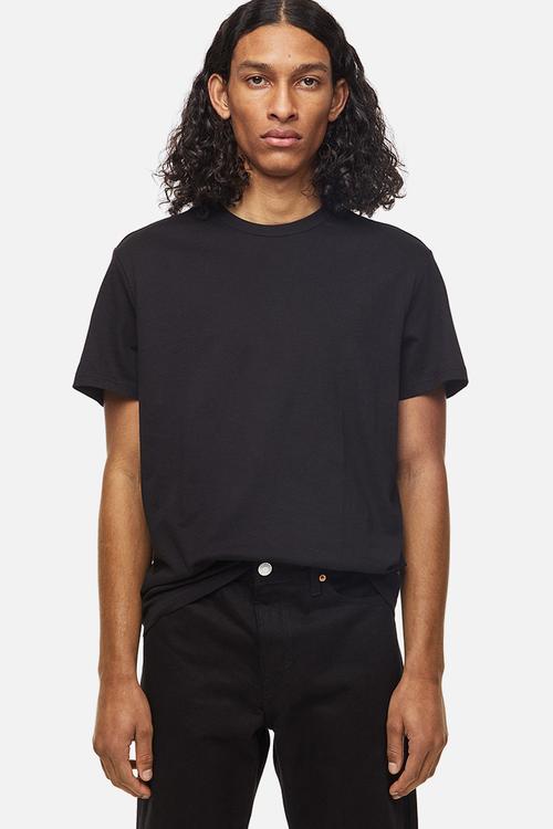 Regular fit round-neck T-shirt - black