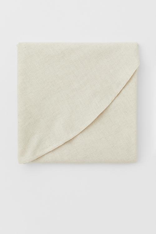 Round linen-blend tablecloth - light beige
