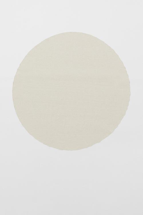 Round linen-blend tablecloth - light beige