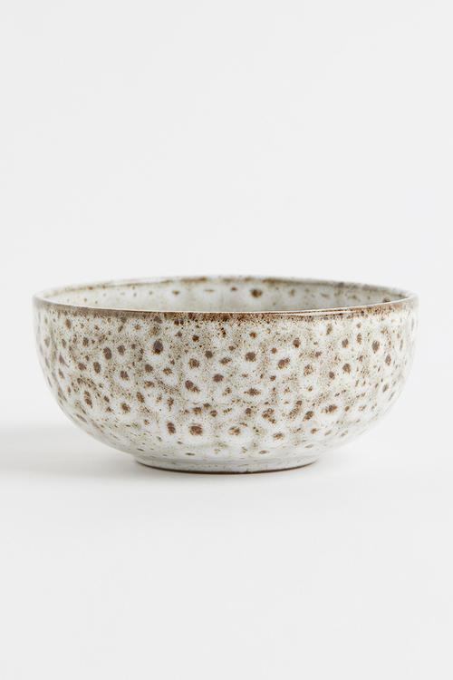 Stoneware bowl - beige/multi