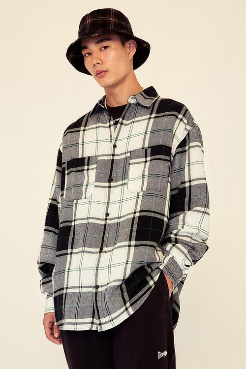 Relaxed fit twill shirt - mint green & black