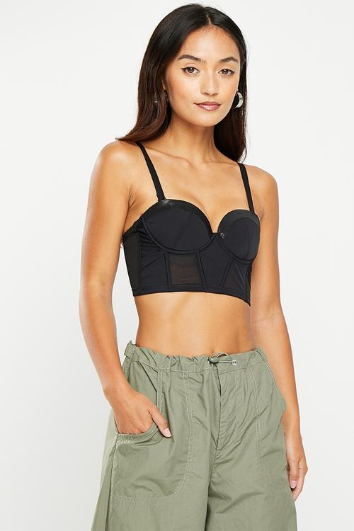 Panelled bralette - black
