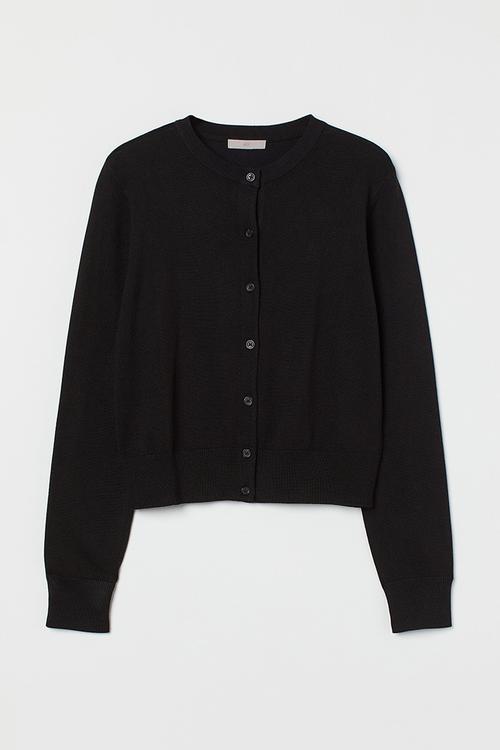 Fine-knit cardigan - black