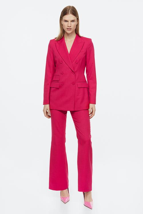 Flared tailored trousers - cerise