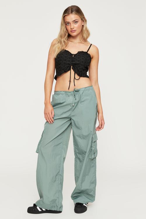 Recycled parachute cargo pants - soft sage