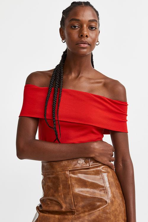 Off-the-shoulder top - red