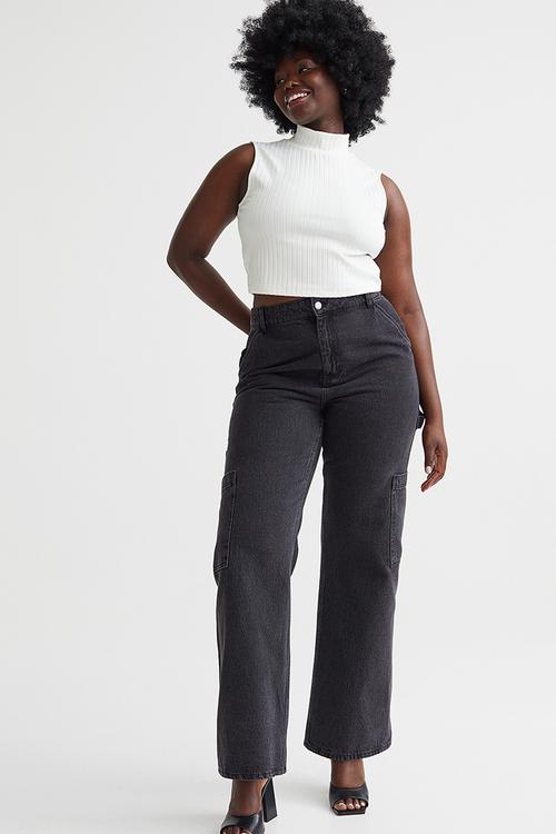 Wide cargo trousers - dark grey
