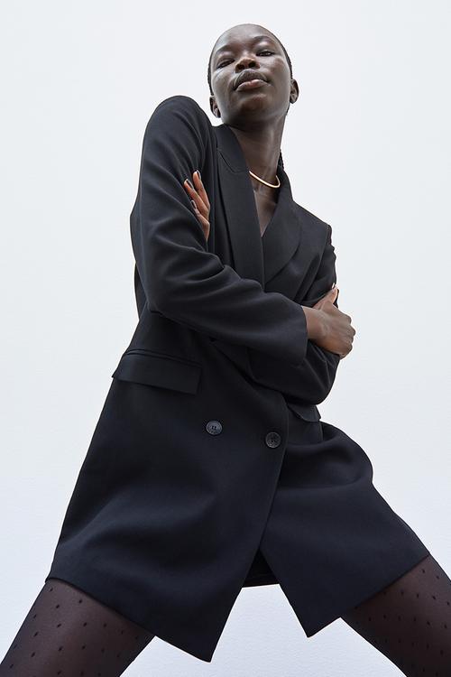 Double-breasted blazer dress - black