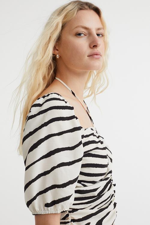 Cropped blouse - cream/zebra print