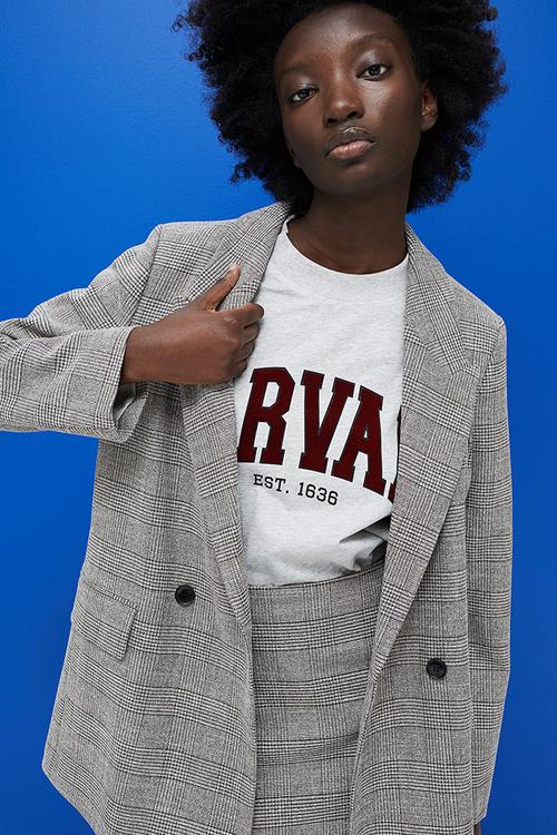 Double-breasted blazer - grey/checked