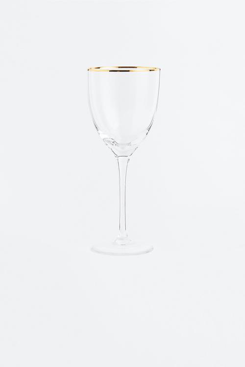 Glass with gold-coloured rim - clear glass