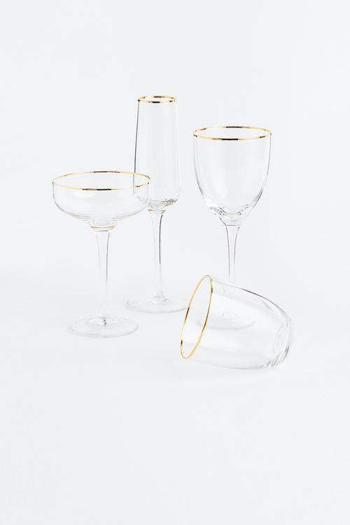 Glass with gold-coloured rim - clear glass