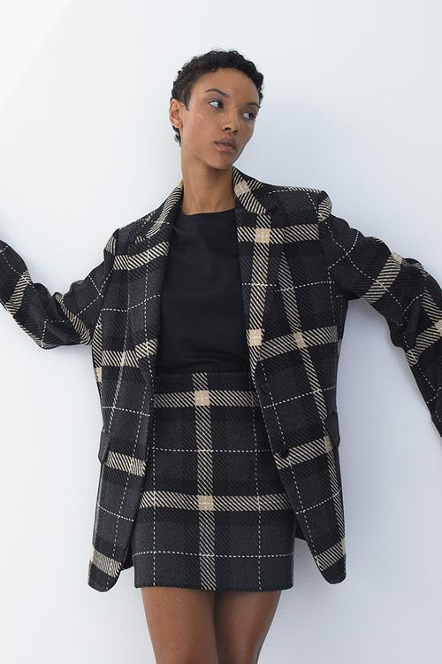 Mini skirt - dark grey/checked