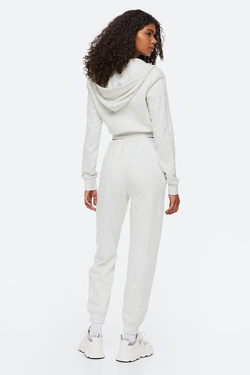High-waisted joggers - light grey marl
