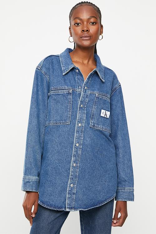 Utility shirt jacket - denim dark