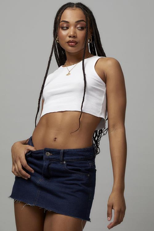denim micro mini skirt - dark blue rinse wash