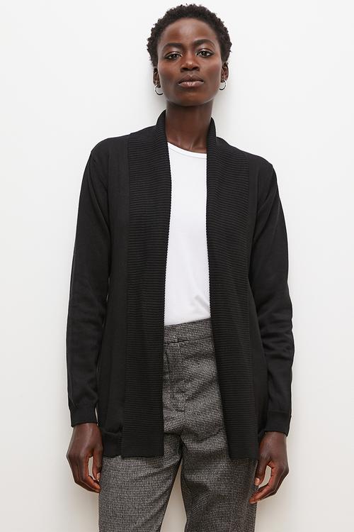 Longline shawl cardigan - black