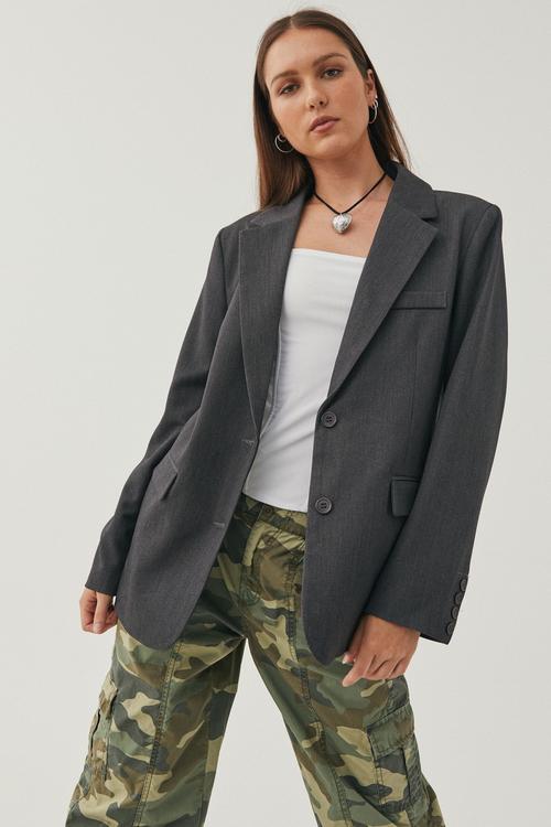 harper oversized blazer - charcoal marle