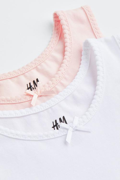 2 Pack vest tops - light pink & white