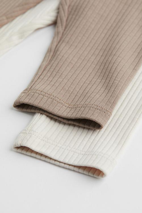 2 Pack leggings - greige & cream