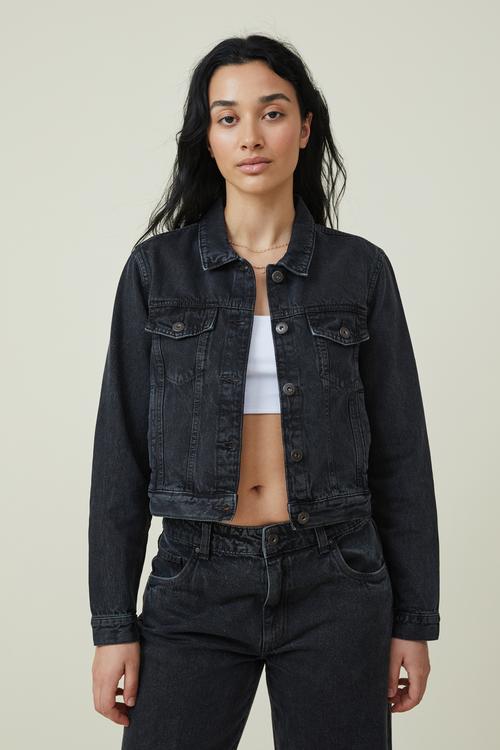 Girlfriend denim jacket - graphite black