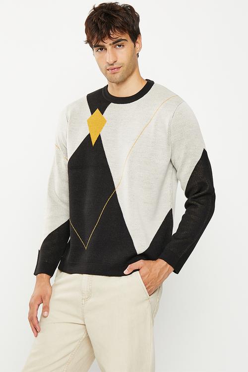 Onsargyle straight 12 jaq crew knit - black