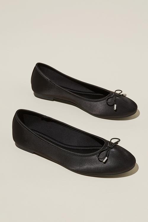 Emma bow ballerina - black satin