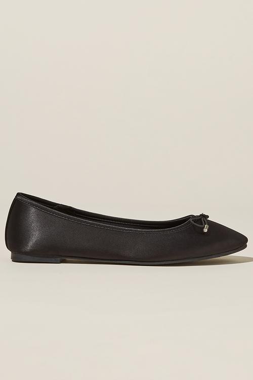 Emma bow ballerina - black satin