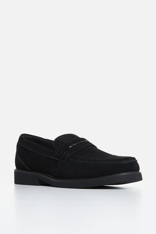 J franklin genuine suede loafer - black