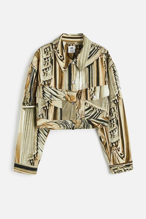 H&M Studio: Printed twill jacket - beige/patterned