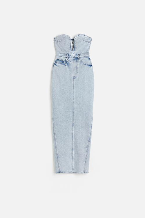H&M Studio: Denim bandeau dress - light denim blue