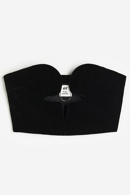 H&M Studio: Velvet bustier - black