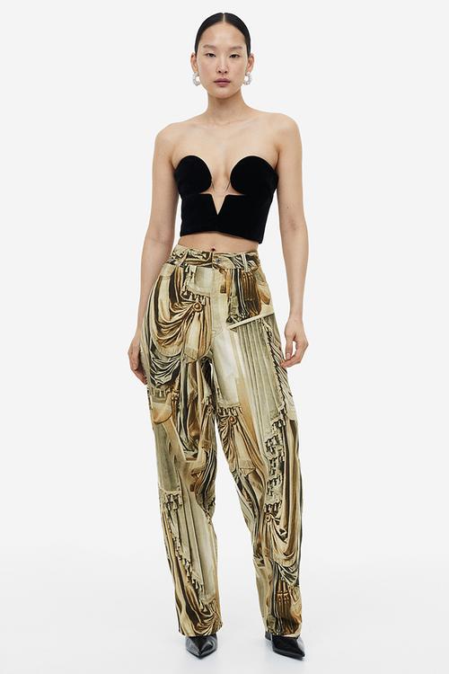 H&M Studio: Printed jeans - beige/patterned