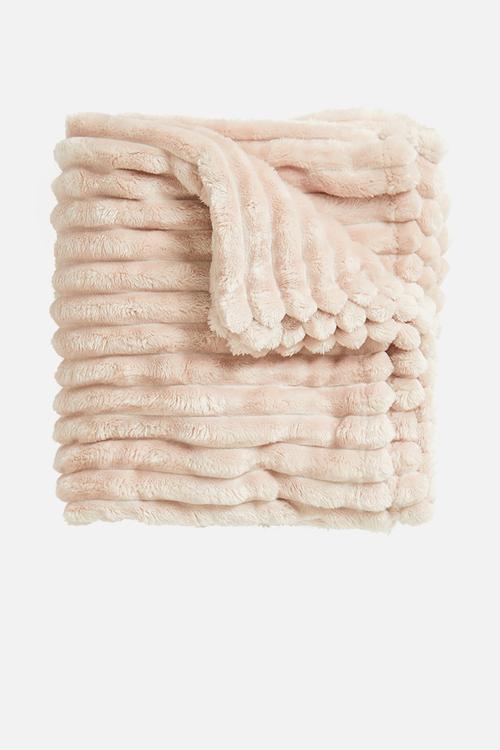 Plaid jumbo rib throw - pink