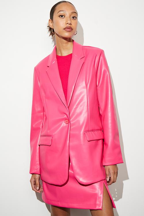 Co-ord pu blazer - cerise
