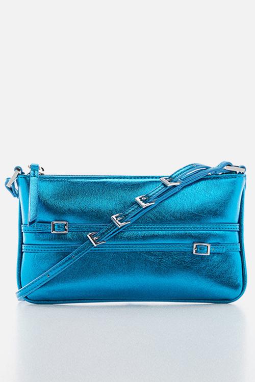 Metallic buckles bag - turquoise